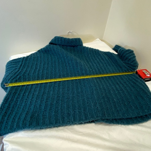 Free People Green Cropped Sweater Alpaca Wool Blend  Knit Size Small Petite - Picture 9 of 15